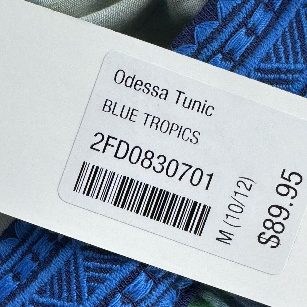 NWT Soft Surroundings Odessa Blue Multi Tropical Stretch Knit Blouse Women's M - Picture 8 of 13